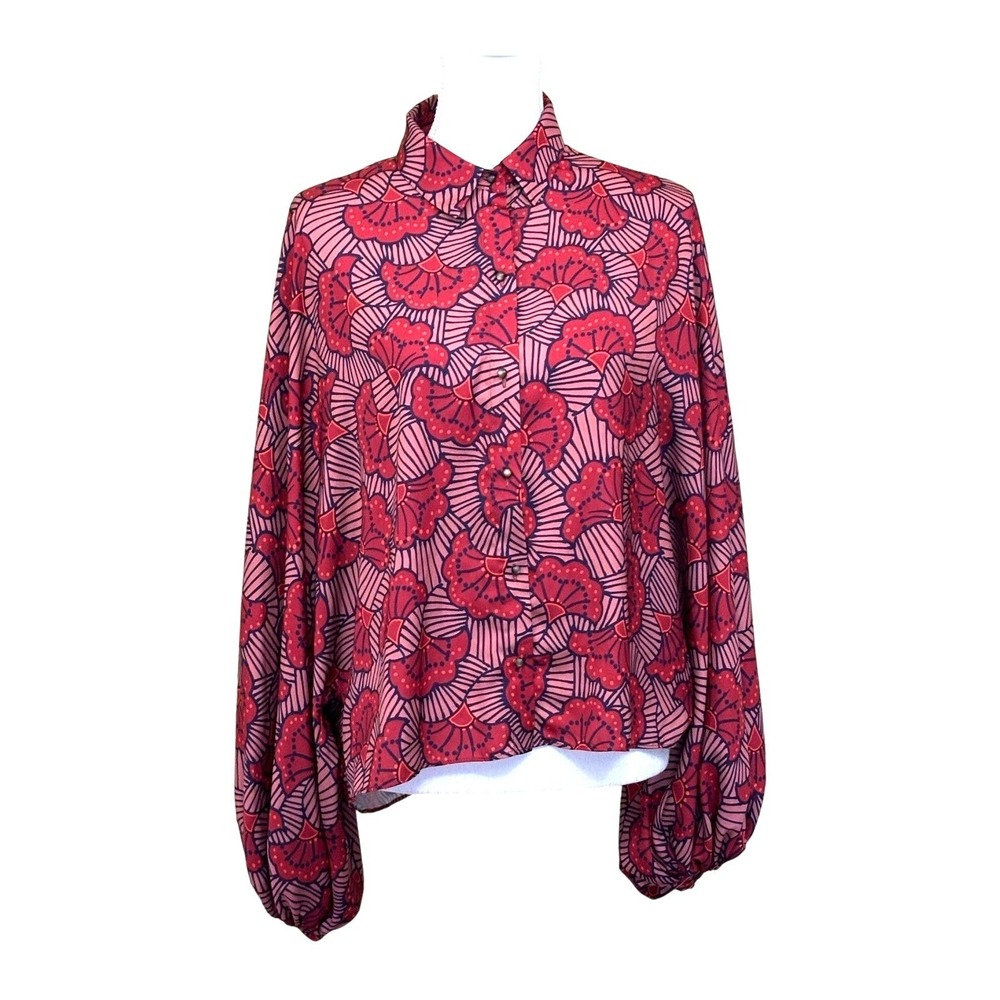 Alexis Nicolette top Large Pink Purple Batwing Statement Top Eclectic Maximalist